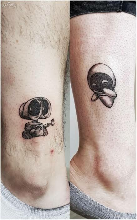 Cartoon Couple Tattoos, Love Couple Tattoo, Matching Tats For Couples, Tattoo After Care, Unique Half Sleeve Tattoos, Couple Tattoos Unique Meaningful, Partner Tattoos, Tattoo Ideas Unique, Tattoo Artist Tattoo