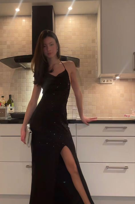 Dark Prom Dresses Black, Black Prom Dress With Sparkles, Prom Dress Black Sparkle, Black Cowl Neck Prom Dress, Glitter Black Dress Long, Black Sparkling Prom Dress, Sparkle Black Prom Dress, Long Black Glitter Dress, Black Prom Dresses Simple