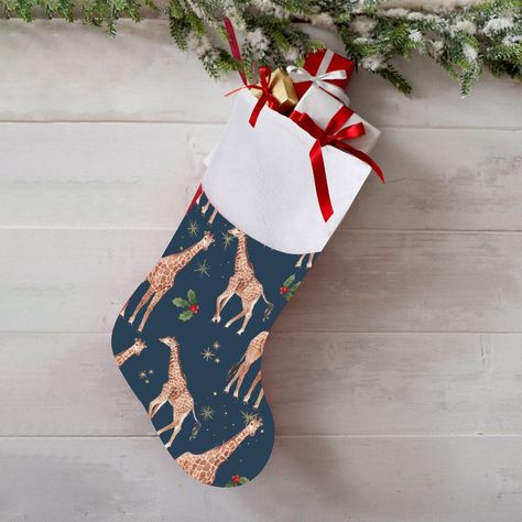 Giraffe Christmas Stocking | Unique Gifts for Her | Giraffe Ornament & Decor | Holiday Gift Idea by LYNNSDESIGNS1 on Etsy Giraffe Christmas, Construction Christmas, Burgundy Christmas, Stocking Designs, Christmas Atmosphere, Unique Gifts For Her, New Years Party, Christmas Stocking, Timeless Classic