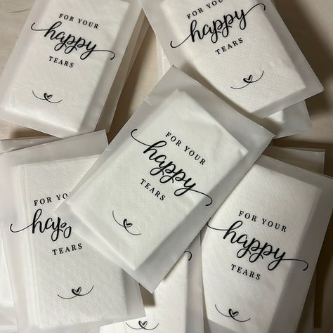 Twenty Packs Of For Your Happy Tears Tissues. Perfect For Your Wedding Guests. Brand New And Unused. These Are Packaged In Parchment Paper And There Are Three Tissues In Each Package. Tissues For Wedding, Happy Tears Tissues Wedding, Wedding Tissues Packs, Tissues For Wedding Guests, Happy Tears Tissues, For Your Happy Tears Wedding, Happy Tears Wedding Tissues, For Your Happy Tears, Wedding Tissues