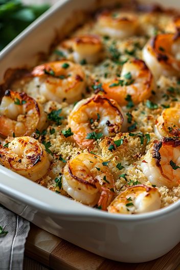 Baked Stuffed Shrimp Casserole - MmmRecipes : Easy and Delicious Recipes Stuffed Shrimp Casserole, Smoked Seafood, Shrimp Casserole Recipes, Baked Stuffed Shrimp, Shrimp Casserole, Stuffed Shrimp, Breadcrumb Topping, Seafood Dish Recipes, Shrimp Recipes For Dinner