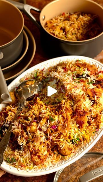 Sanjana Modha on Instagram: "#ad Halloumi, Date & Potato Biryani. With Ramadan and Holi coming up, I wanted to show you how I make my FAVOURITE vegetarian biryani from scratch.

I’ve teamed up with my friends at @ninjakitchenuk to put their Ceramic Cookware range to the test with this long-grain labour of love. Spoiler: I was blown away by the crispy rice bottom 😄 I like my biryani to have a layer of golden rice and thanks to the silky CeramicLock technology of these pans, I managed to achieve the sought-after bottom with very little ghee or oil. The hard-anodised aluminium base seared and brown the halloumi and potatoes perfectly.

Dry roasting the whole spices for my biryani masala was also done in a flash. After a quick wipe, they’re ready for the next step of the recipe (no scrubbing Potato Biryani, Vegetarian Biryani, Biryani Masala, Golden Rice, Biryani Rice, Whole Spices, Crispy Rice, Anodised Aluminium, Ceramic Cookware