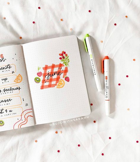 June Bullet Journal Cover Ideas, June Bullet Journal Cover, June Cover Page, Journal Cover Ideas, June Bullet Journal, Sarah Grace, Bullet Journal Cover, Bullet Journal Ideas Templates, Creating A Bullet Journal