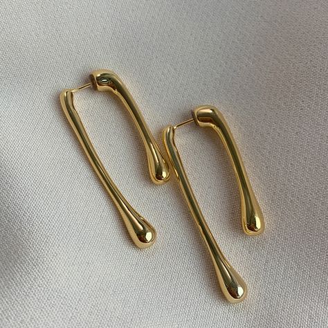 Trendy Gold Color Metal Geometric Long Earring Hot Selling Drop Earrings for Women Jewelry Party