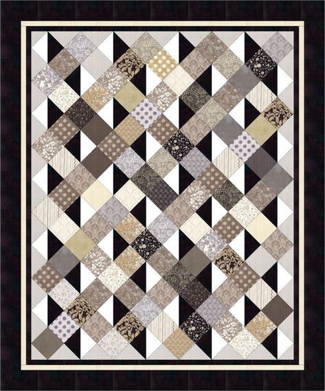 #453 Simply Serene - Digital download quilt pattern Black And White Quilt, Neutral Quilt, Black And White Quilts, Basic Quilt, Paper Quilt, Quilt Modernen, Half Square Triangle Quilts, Plaid Quilt, Quilt Care