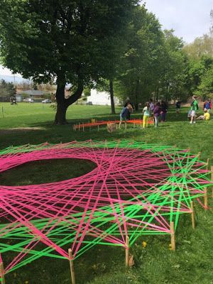 Giant Geometry: Public Art Project! | A Zen Librarian | Bloglovin’ Mercy Watson Craft, Multiplication Circles, Idea Lab, Steam Art, Group Art Projects, Collaborative Art Projects, Group Art, Making Connections, Elementary Art Projects