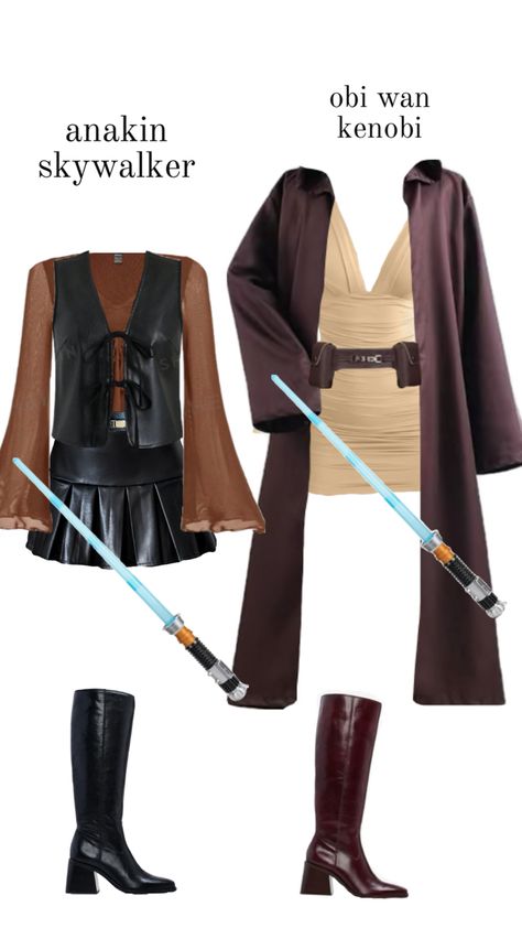 star wars duo halloween costume Easy Star Wars Costumes, Outfit Collage Aesthetic, Halloween Duo Costume, Anakin Costume, Disfraz Star Wars, Halloween Duo, Star Wars Halloween Costumes, Dance Style Outfits, Halloween Duos