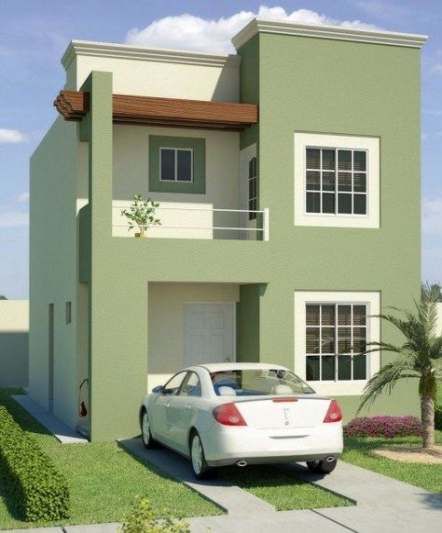 Modern House Colors, Green Exterior House Colors, Outside House Colors, Two Story House Design, House Paint Color Combination, Eksterior Modern, Exterior House Paint Color Combinations, Two Story House, Building House Plans Designs