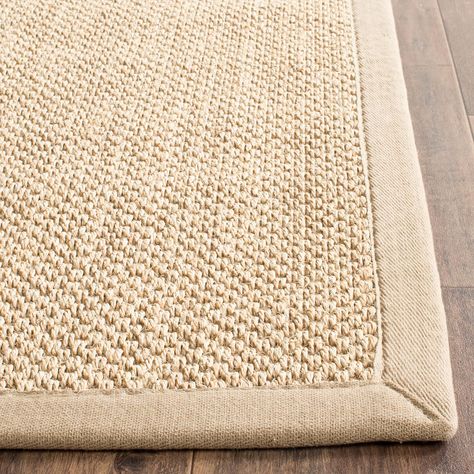 The Natural Fiber rug collection features an extensive selection of jute rugs sisal rugs and other eco-friendly rugs made from innately soft and durable natural fiber yarns. Subtle organic patterns are created by a dense sisal weave and accentuated in engaging colors and craft-inspired textures. Many designs made with non-slip or cotton backing for cushioned support. | Safavieh Natural Fiber NF141B 10' Square Maize and Linen Area Rug | Jute/Sisal | Nebraska Furniture Mart Natural Fiber Area Rug, Natural Fiber Carpets, Natural Fiber Rug, Sisal Rugs, Safavieh Rug, Sisal Area Rugs, Jute Rugs, Organic Pattern, Natural Fiber Rugs