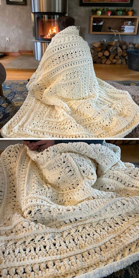 Lion Brand Blanket, Easy Chenille Crochet Blanket, Super Bulky Crochet Pattern Free, Two Strand Crochet Blanket, Crocheting With Chunky Yarn, Throw Blanket Crochet Pattern Free, Center Start Crochet Blanket Pattern, Free Crochet Blanket Patterns For Adults, Crochet Super Bulky Yarn Patterns