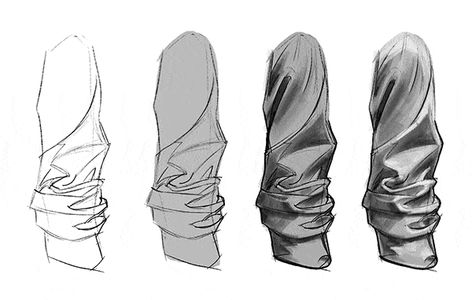 How to Draw Folds in Clothing and Fabric, a Step-by-Step Tutorial – GVAAT'S WORKSHOP Zig Zag Folds Drawing, Drawing Fabric Tutorials, Dress Shadow Drawing, Black Clothes Reference, Cloth Folds Drawing, Dress Wrinkles Drawing, Cloth Wrinkles Drawing, How To Shade Folds In Clothes, How To Draw Different Fabrics