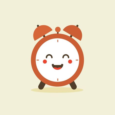 cute and kawaii character of alarm clock. Cute smiling happy alarm time clock. Vector flat cartoon character illustration icon design Clock Cartoon Image, Clock Character Design, Alarm Illustration, Alarm Clock Cute, Hospital Cartoon, Cartoon Clock, Clock Illustration, Clock Vector, Clock Drawings