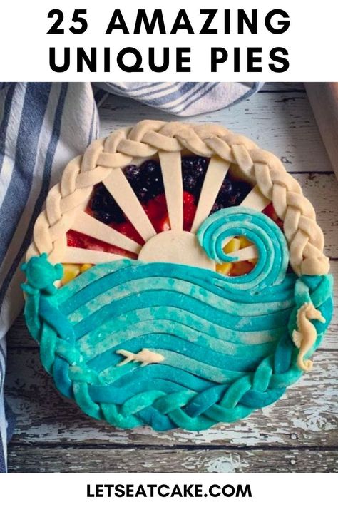 Savory Pie Recipes, Creative Pie Crust, Pretty Pie Crust, Fancy Pie Crust, Pie Crust Art, Inspired Taste, Creative Pies, Birthday Pies, Pie Game