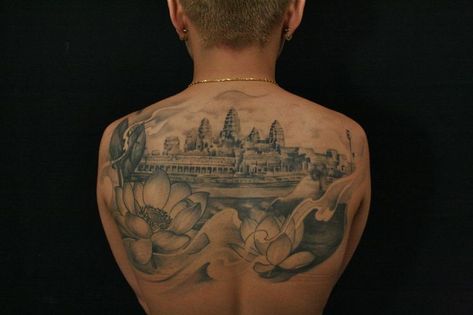 Angkor Wat Tattoo, Eight Tattoo, Cambodian Tattoo, Ox Tattoo, Khmer Tattoo, Back Tats, Cambodian Art, Angkor Wat, Angkor