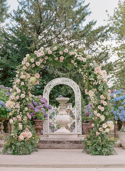 Floral Ceremony Arch, Floral Ceremony, Romantic Centerpieces, Wedding Mc, Castle Garden, Floral Event Design, Ceremony Arch, Floral Arch, Castle Wedding