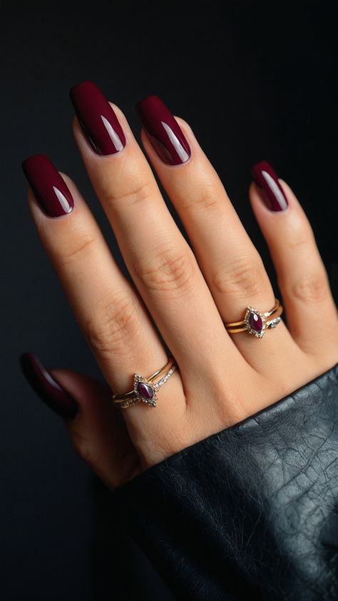 Discover stunning burgundy nail designs from dark red ideas to classy black and short French tips Explore chic nail art and polish designs including chrome acrylic and more Elevate your nail game with these elegant inspirations Cranberry Fall Nails, Nails Deep Red, Dark Burgundy Nails, Maroon Nail Designs, Burgundy Nail Art, Burgundy Nail Polish, Burgundy Nail Designs, Red Ombre Nails, Engagement Nails