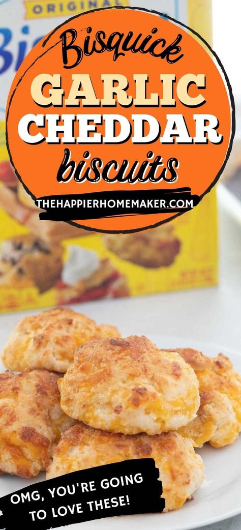 Bisquick makes making delicious cheddar garlic biscuits so easy! With just 5 ingredients you can have these tasty biscuits ready to eat in less than 20 minutes! Bisquick Cheese Garlic Biscuits, Garlic Cheese Biscuits Bisquick, Cheese Biscuits Easy Bisquick, Bisquick Cheddar Garlic Biscuits, Beer Biscuits Bisquick, Bisquick Garlic Biscuits, Bisquick Garlic Cheese Biscuits, Cheesy Bisquick Biscuits, Bisquick Cheddar Bay Biscuits