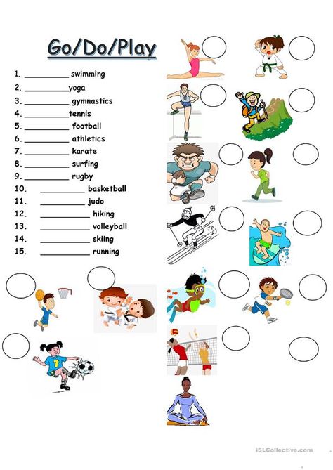 Do, Go, play Sports - English ESL Worksheets for distance learning and physical classrooms Sport English, Sports Activities For Kids, English Time, English Activities For Kids, Vintage Phone, Action Verbs, Virtual Learning, English Lessons For Kids, English Activities