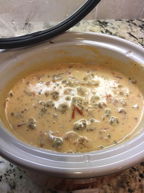 Sausage And Cheese Dip, Cheese Dip Recipes Crockpot, Velveeta Cheese Dip, Sausage Queso, Cheese Dip Crock Pot, Sausage Cheese Dip, Dip Recipes Crockpot, Small Crock Pot, Dips Recipes