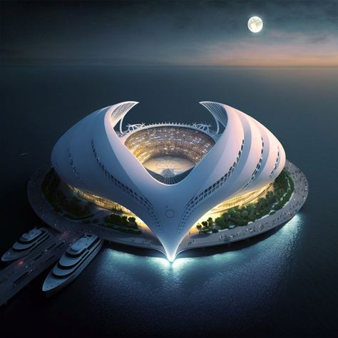 Super Structure Architecture, Biomimetic Architecture, Floating Building, Floating Architecture, Stadium Architecture, Sci Fi Architecture, Future Architecture, مركز ثقافي, Eco City