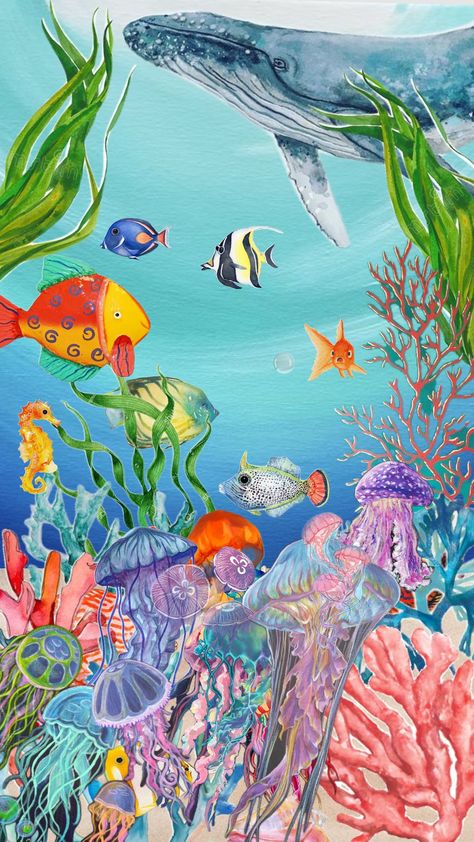 #fish #ocean #underwater #sea #aesthetic #painting #vibes #art #nature #animatedshuffle Sea Aesthetic Painting, Under Water Mural, Underwater Art Painting, Sea Reference, Painting Vibes, Under The Sea Art, Fish Underwater, Pencil Drawings For Beginners, Monochromatic Art