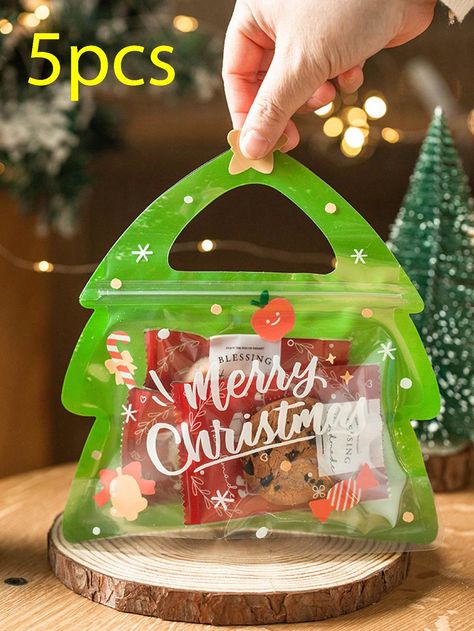 Green  Collar  PE   Embellished   Wedding & Event Christmas Candy Bag, Candy Packaging, Candy Cookies, Christmas Party Supplies, Chocolate Packaging, Christmas Tree With Gifts, Christmas Gift Bags, Tree Shapes, Tree Gift