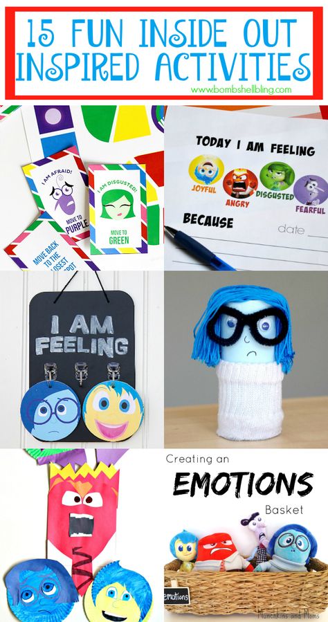 15 Fun Inside Out Inspired Activities, Games, and Crafts - I AM SO OBSESSED WITH THIS MOVIE! Inside Out Activities, Inside Out Emotions, Emotions Activities, School Social Work, Counseling Activities, Child Therapy, School Psychology, Feelings And Emotions, School Counselor