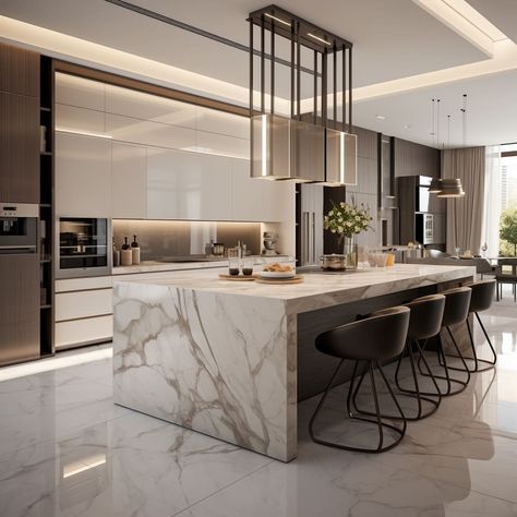 Kitchen 2024 Design Trends, Large Kitchen Island Ideas, Contemporary Kitchen Design Luxury, Kichen Desine, Luxury Kitchen Design Modern, Modern Luxury Kitchen, Desain Pantry, Kitchens Luxury, Designer Kitchen