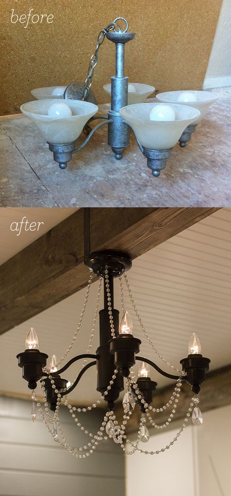 18 Amazing DIY Transformations You HAVE To See! Diy Crystal Chandelier, Cape Remodel, Luminaria Diy, Chandelier Makeover, Diy Muebles Ideas, Diy Lampe, Design Blogs, Diy Chandelier, Metal Chandelier