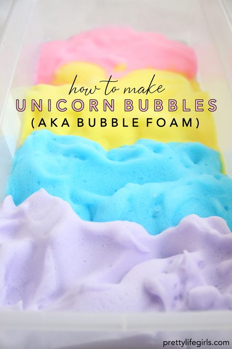 Unicorn Bubbles, How To Make Foam, Bubble Foam, Easy Toddler Crafts, Diy Unicorn, Toddler Sensory, Pretty Life, Easy Toddler, Bath Time Fun