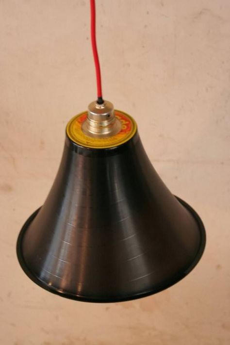 Upcycled Vinyl Record Into Beautiful Lampshade Lamps & Lights Recycled Vinyl Vinyl Upcycling, Vinyl Record Projects, Lampshades Ideas, Vinyl Records Diy, Records Diy, Vinyl Record Crafts, Record Crafts, Old Vinyl Records, Diy Lampe