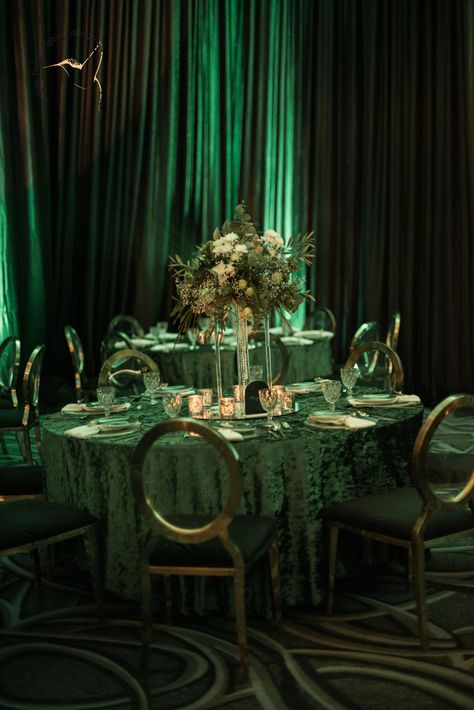 The New Emerald City Wedding Reception Emerald City Wedding, Green Event Decor, Emerald City Theme, Emerald Wedding Decor, Emerald Green Quinceanera Theme, City Wedding Reception, Green Quinceanera Theme, Emerald Green Wedding Theme, Forest Green Wedding