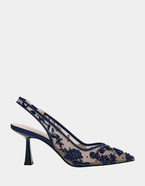 BETSEY JOHNSON $119.00 - Step out in style with the NIKKI sling back heels! Featuring a chic pointed toe and embroidered detailing, these shoes are perfect for adding a touch of elegance to any outfit. Note: George Gianulias may receive compensation from this pin or from tagged pins. Black Slingback Heels, Black Lace Heels, Navy Blue Heels, Betsey Johnson Clothes, Sling Back Heels, Betsey Johnson Shoes, Embroidered Shoes, Lace Heels, Slingback Heels