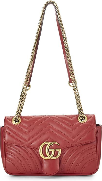 Amazon.com: Gucci, Pre-Loved Red Leather GG Marmont Shoulder Bag Small, Red : Luxury Stores Gucci Marmont Bag, Red Luxury, Gucci Marmont, Red Bag, Gucci Shoulder Bag, Gg Marmont, Innovative Fashion, Luxury Store, Gucci Bags