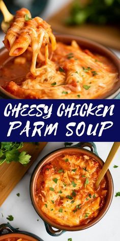 Cheesy Chicken Parmesan Soup, Chicken Parmesan Soup Instant Pot, Pioneer Woman Chicken Parm Soup, Parmesan Chicken Soup, Chicken And Pasta Soup, Chicken Parm Soup Crockpot, One Pot Soups And Stews, Easy Fall Dinner Ideas Crockpot, Chicken Parmesan Soup Crockpot