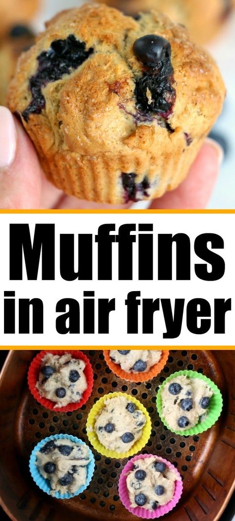 Muffins In Air Fryer, Air Fryer Muffins, Homemade Blueberry Muffin Recipe, Banana Bread Muffins Easy, Great Breakfast Ideas, Homemade Blueberry Muffins, Cheesecake Oreo, Cheesecake Mini, Homemade Snickers