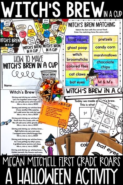 Witch's Brew in a Cup classroom Halloween activity Halloween In The Classroom, Snack Activities, Halloween Learning Activities, Main Idea And Details, Witches Ball, Classroom Halloween, Halloween Class Party, Halloween Kindergarten, Stem Lab