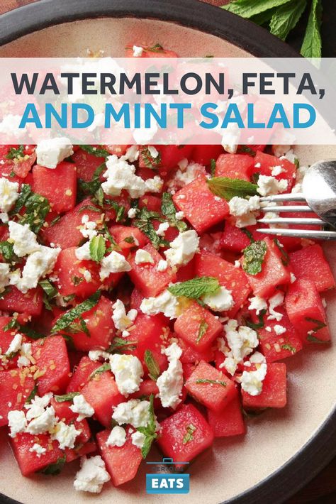 Fera Watermelon Salad, Greek Watermelon Salad, Watermelon Mint Salad Summer, Melon And Feta Salad, Watermelon With Feta Cheese, Watermelon And Mint Salad, Watermelon Salad With Feta Cheese Mint, Best Watermelon Salad, Watermelon Feta Mint Salad