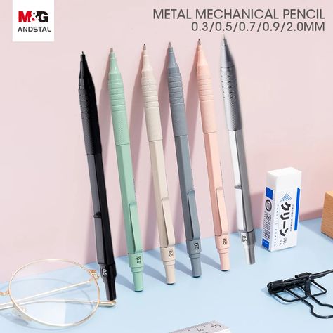 Andstal 0.3/0.5/0.7/0.9/2mm Mechanical Pencil Set M&G Metal Drawing Automatic 2.0mm HB Graphite Pencils Lead for School Supplies|Mechanical Pencils| - AliExpress Mechanic Pencil, Metal Drawing, Art Studio Room, Education Office, School Pencils, Stationery Store, Mechanical Pencil, Graphite Pencils, Mechanical Pencils