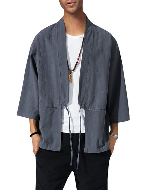 Mens Kimono Pattern, Modern Kimono Men, Comfortable Outfits Men, Kimono Jacket Pattern Free, Modern Kimono Fashion, Mens Kimono Shirt, Kimono For Men, Mens Kimono Jacket, Kimono Outer