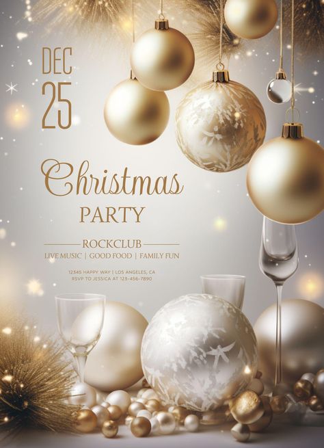 Christmas Party Flyer Free Google Docs Template Christmas Party Flyer, Christmas Flyer Template, Media Branding Design, Wedding Ceremony Script, Halloween Party Night, Sparkle Ball, Flyer Free, Social Media Branding Design, Party Invite Design