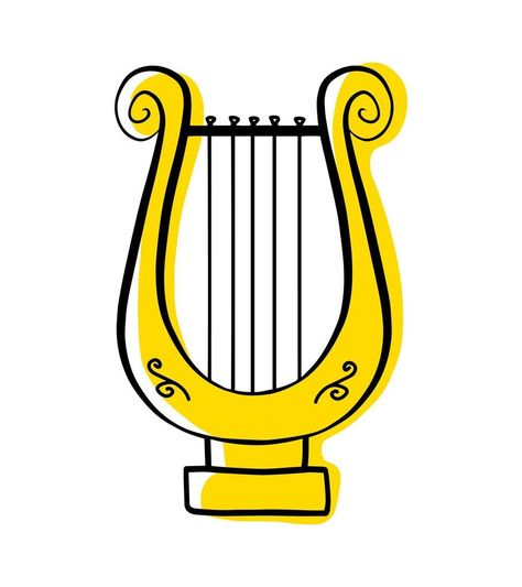 Harp outline musical instrument, vector isolated silhouette, simple hand drawn lyre doodle icon. Lyre Drawing Art, Harp Drawing Easy, Lyre Drawing, Harp Drawing, Ancient Drawings, Vector Nature, Doodle Icon, Icon Icon, Homemade Christmas Gifts