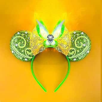 Tinkerbell Minnie Ears, Tinkerbell Mickey Ears, Tinkerbell Ears, Mickey Ears Headband, Diy Disney Ears, Diy Mickey Ears, Fairy Cosplay, Diy Disney, Mouse Ears Headband