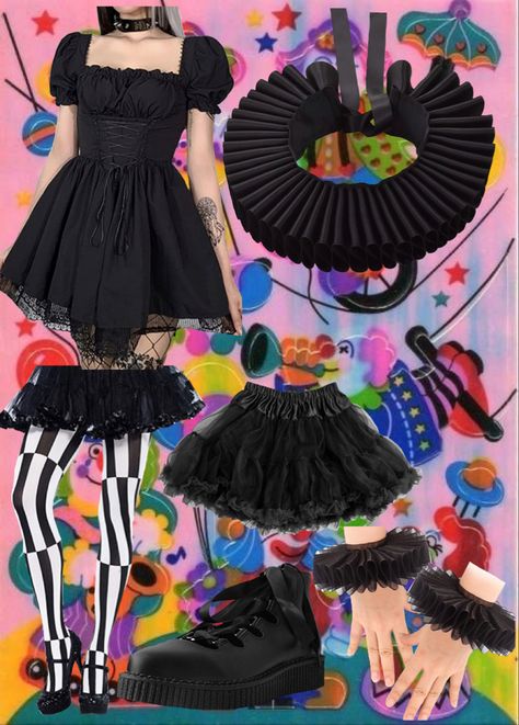 casual or not so casual clowncore Casual Clowncore, Casual Clown Outfit, Clowncore Outfit, Clown Halloween Costumes, Clown Clothes, Creepypasta Oc, Clown Halloween, Clothing Inspiration, Tulle Skirt