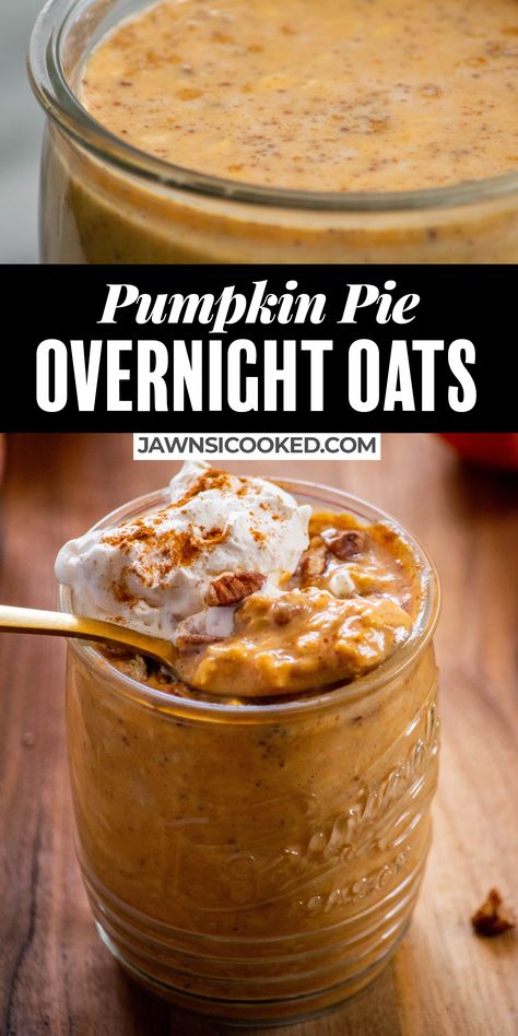 Leftover Canned Pumpkin, Camping Breakfasts, Leftover Pumpkin Puree, Easy Fall Breakfast, Pumpkin Pie Overnight Oats, Overnight Oats Recipe Easy, Canned Pumpkin Recipes, Pumpkin Breakfast Recipes, Pumpkin Overnight Oats