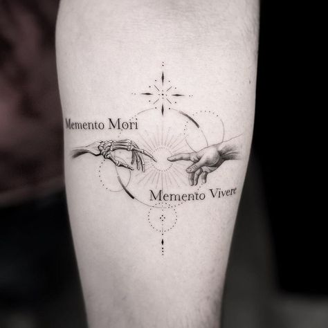 Philosophy Tattoos, Memento Mori Tattoo, Geometric Tattoo Design, Парные Тату, Greek Tattoos, Tatuaje A Color, Discreet Tattoos, Simplistic Tattoos, Minimal Tattoo