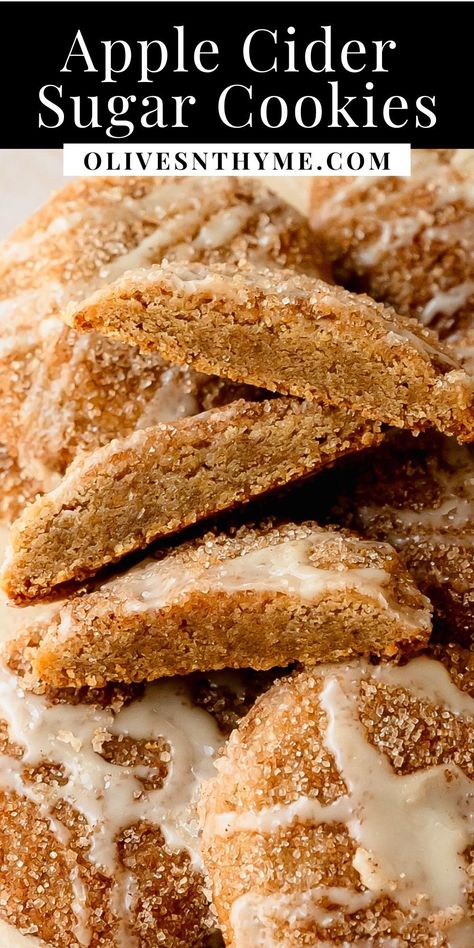 Apple Cider Cookie Bars, Carmel Apple Crumble Cookies, Gluten Free Apple Cider Cookies, Easy Apple Cider Cookies, Chewy Fall Cookies, Seasonal Cookies Fall, Best Tasting Cookies, Simple Fall Food Ideas, Apple Pie Spice Cookies