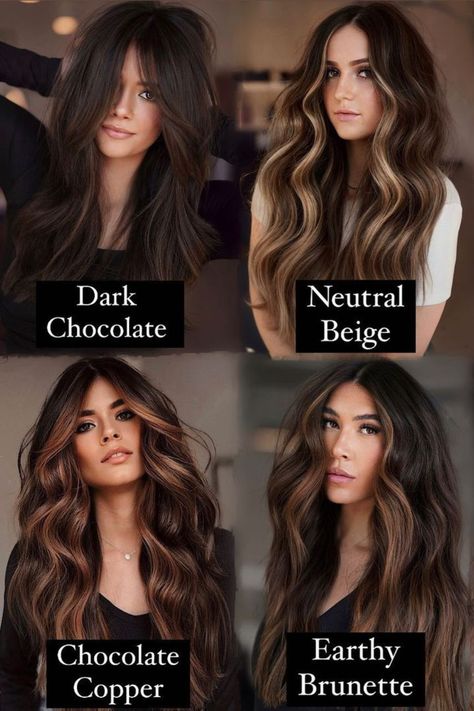 Brunette Hair Fall 2023, Fall Hair Trends 2023 Brunette, Balayage 2023 Trends, Fall Brunette Hair Color 2023, Fall Long Hair Color Brunettes, Burnett Hair Color Ideas For Fall 2023, Dark Brown Fall Hair Color, Burnette For Fall, Chocolate Bayalage Hair