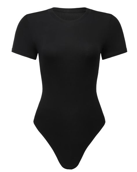 PRICES MAY VARY. Premium fabric: AUROLA Everyday Basic Short sleeve bodysuit for women is made of soft, breathable, and stretchy fabric that is gentle on the skin. With its high elasticity and superb fit, the bodysuit hugs your curves in all the right places, giving you an ultimate comfortable experience Classic design: With the snap closure at the crotch, wearing and taking off the bodysuit has never been easier or more convenient. T shirt bodysuit for women is both smart and adorable, while ro Bodysuits For Women, T Shirt Bodysuit, Finding Style, Raven Costume, Tech Outfit, Black Sleeveless Bodysuit, Black Body Suit, Body Noir, Bodysuit Outfit