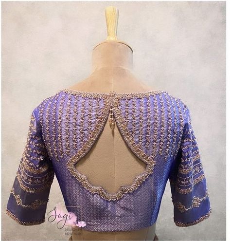 Key Hole Blouse Design Back, Indian Blouse Neck Designs, Blaous Work Design, Wedding Blouse Back Neck Designs, Pattu Blouse Back Neck Designs Pattern, Blouse Design With Lace Work, Net Work Blouse Designs, Blouse Designs Latest For Marriage, Bridal Blouse Designs Simple